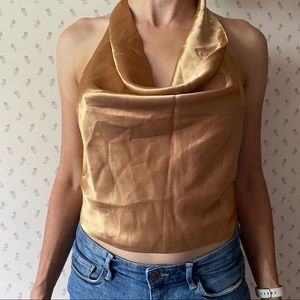 NWOT Backless Gold Top